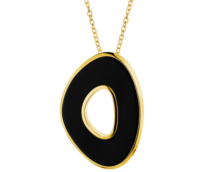 Gold-Plated Brass Necklace with Agate