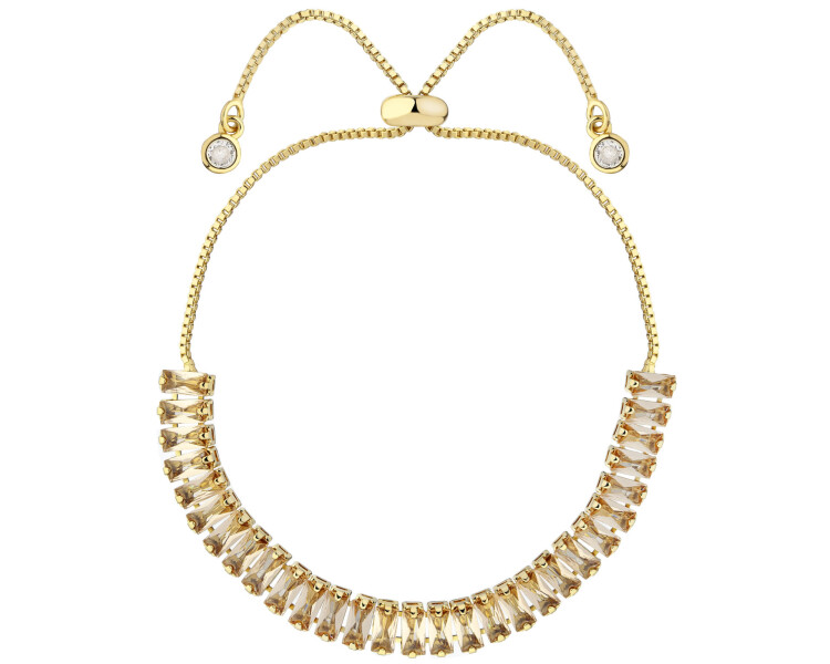 Pozlacený náramek z mosazi se zirkony a skleněnými detaily