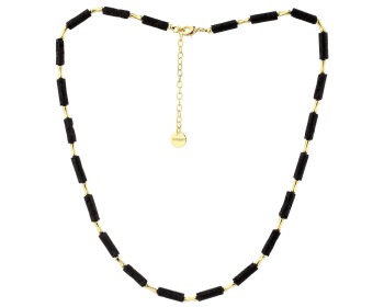 Gold-Plated Brass Necklace with Volcanic Rock