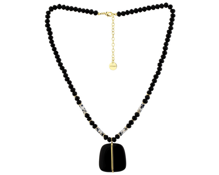 Gold-Plated Brass Necklace with Agate