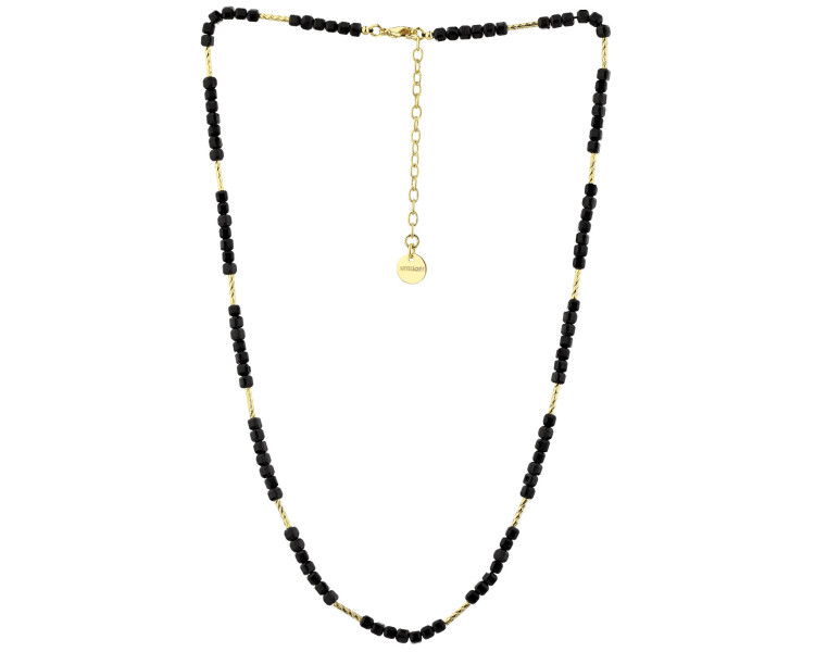 Gold-Plated Brass Necklace with Synthetic Spinel