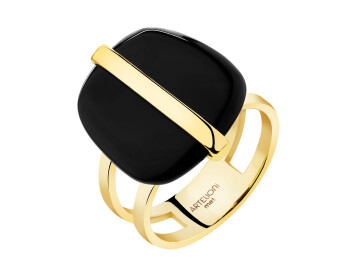 Gold-Plated Brass Ring with Agate