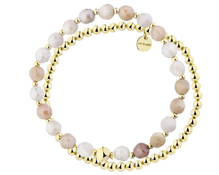 Gold-Plated Brass Bracelet with Calcite