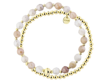 Gold-Plated Brass Bracelet with Calcite