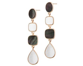 Gold-Plated Brass, Gold-Plated Silver Dangling Earring with Mother Of Pearl