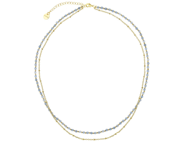 Gold-Plated Brass Necklace with Agate