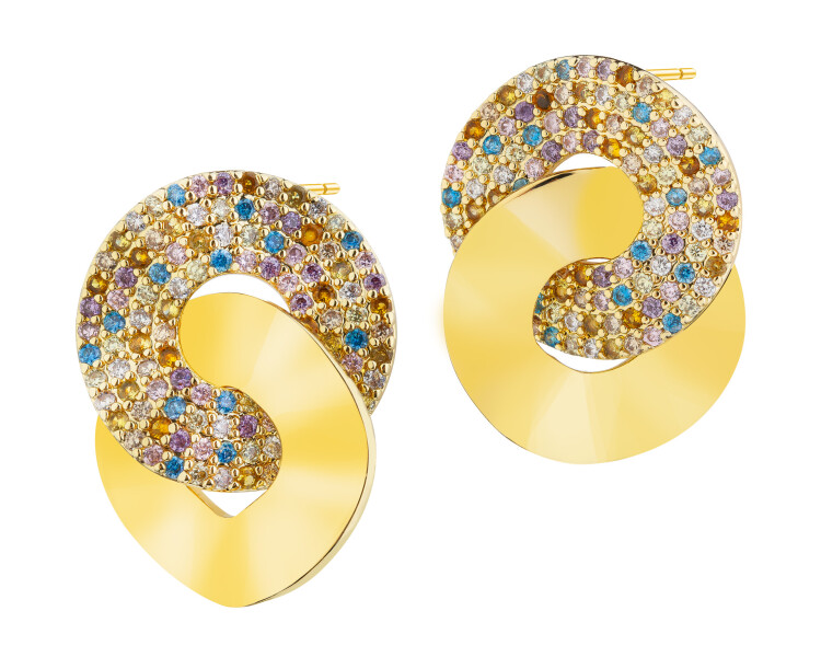 Pozlacené náušnice z mosazi se zirkony