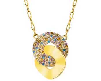 Pozlacený náhrdelník z mosazi se zirkony