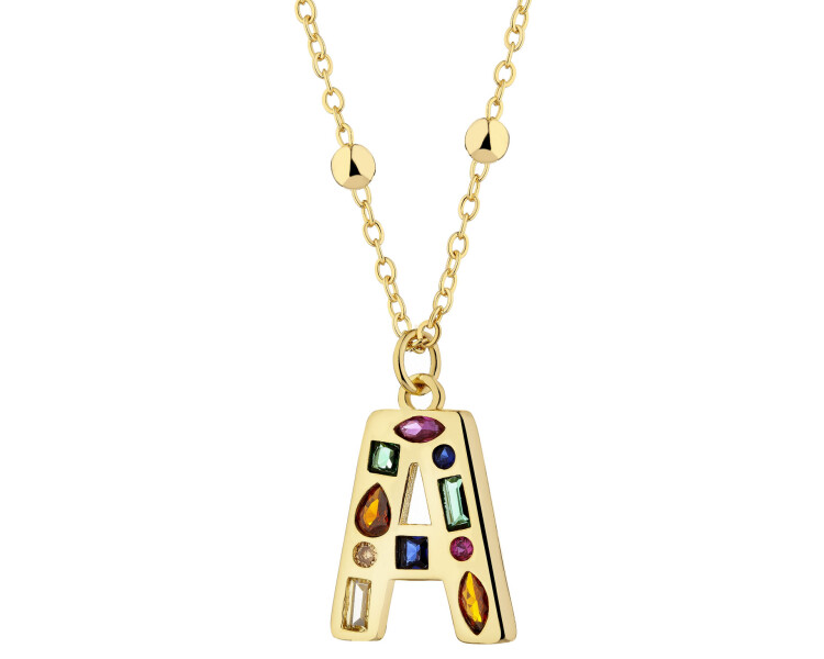 Pozlacený náhrdelník z mosazi se zirkony - písmeno A