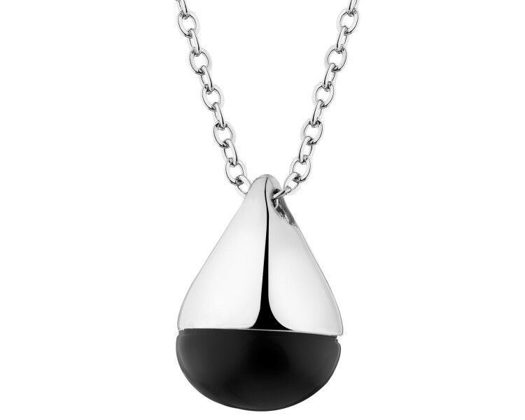 Rhodiovaný náhrdelník z mosazi s achátem