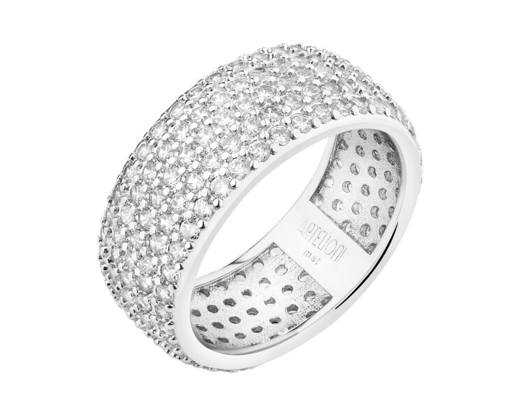 Rhodiovaný prsten z mosazi se zirkony