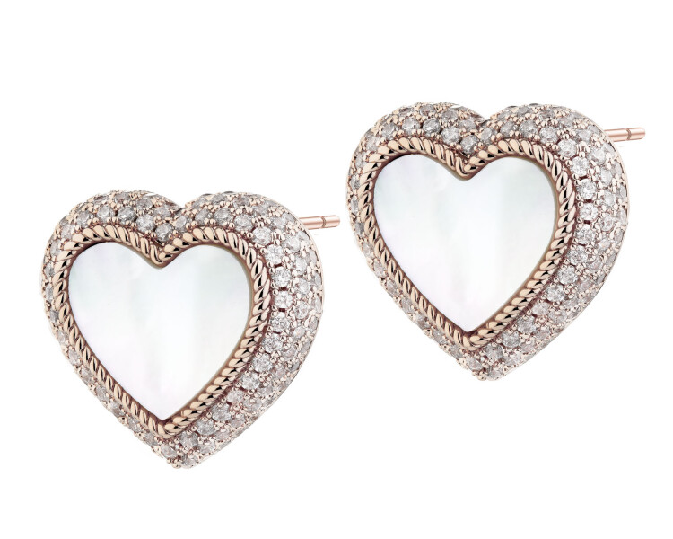 Gold-Plated Brass, Gold-Plated Silver Earrings with Cubic Zirconia