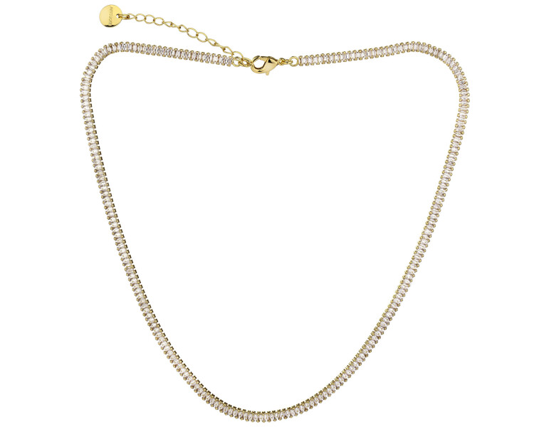 Gold-Plated Brass Necklace with Cubic Zirconia