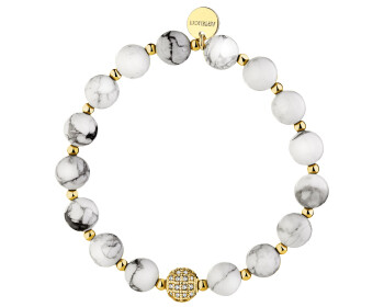 Gold-Plated Brass Bracelet with Howlite
