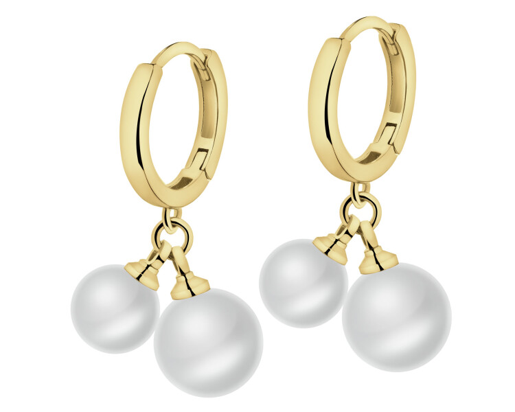 Gold-Plated Brass, Gold-Plated Silver Dangling Earring with Shell