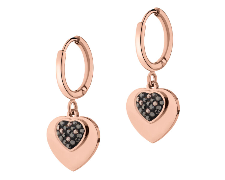 Náušnice z ušlechtilé oceli s markazity - srdce