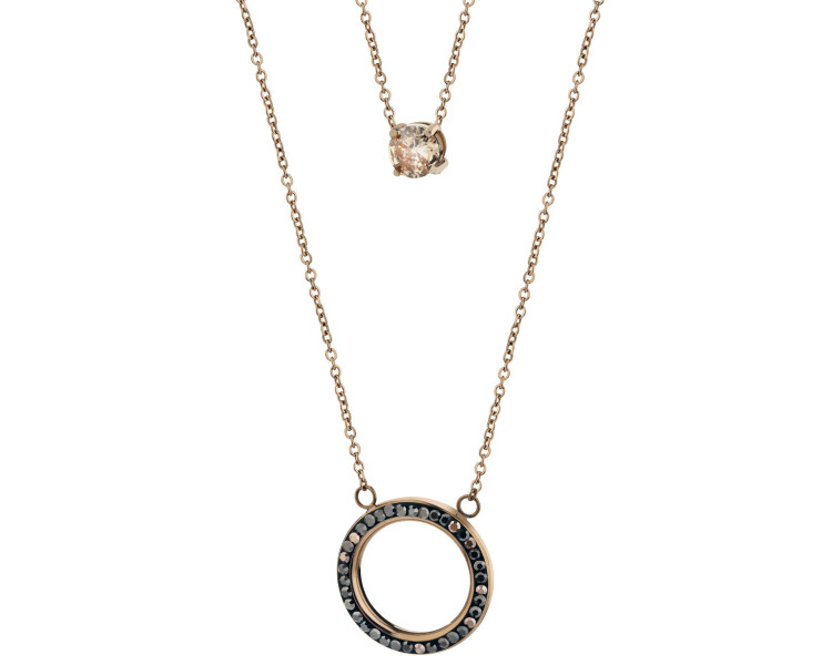 Náhrdelník z ušlechtilé oceli s markazity a krystalem