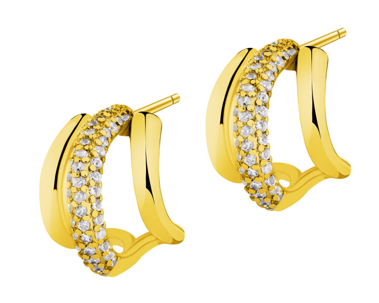 Pozlacené náušnice z mosazi se zirkony