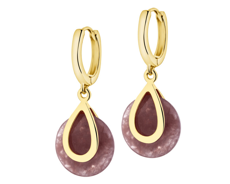 Pozlacené náušnice z mosazi s křemenem