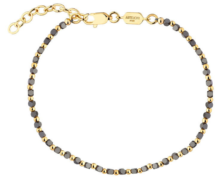 Gold-Plated Brass Bracelet with Hematite