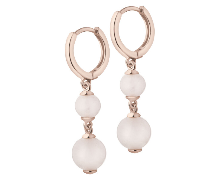 Gold-Plated Brass, Gold-Plated Silver Dangling Earring with Quartz