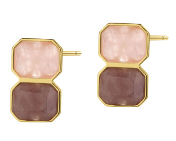 Pozlacené náušnice z mosazi s křemeny