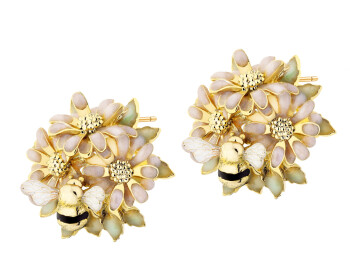 Gold-Plated Brass, Gold-Plated Silver Earrings 