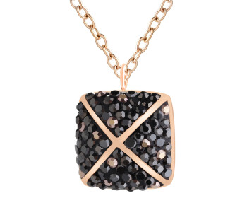 Náhrdelník z ušlechtilé oceli s markazity – čtverec