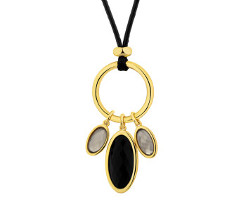 Gold-Plated Brass Necklace with Agate