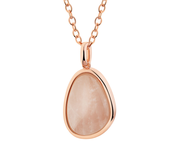 Gold-Plated Brass Necklace with Quartz