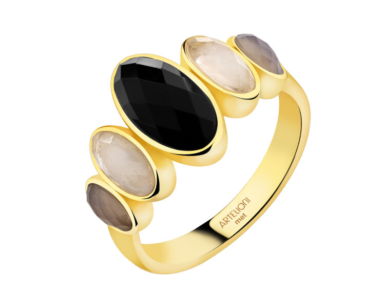 Gold-Plated Brass Ring with Agate