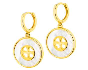 Gold-Plated Brass, Gold-Plated Silver Dangling Earring with Mother Of Pearl
