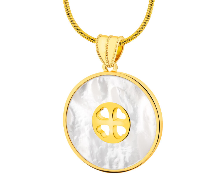 Gold-Plated Brass Necklace with Mother Of Pearl