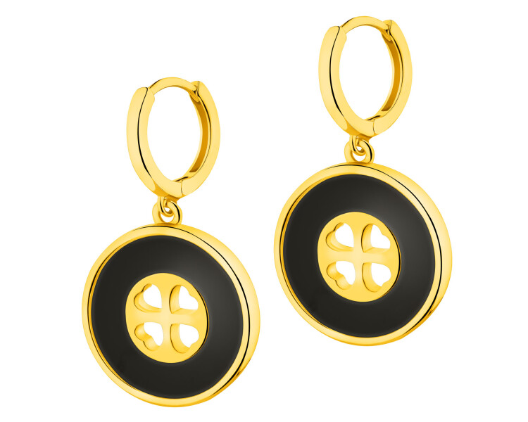 Pozlacené náušnice z mosazi s acháty – kroužek, srdce