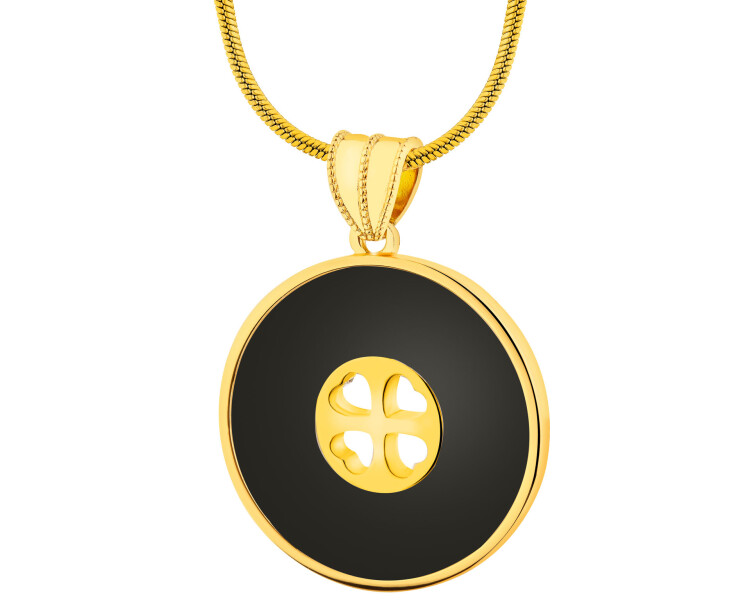 Pozlacený náhrdelník z mosazi s acháty – kroužek, srdce