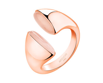 Gold-Plated Brass Ring with Quartz