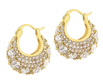 Gold-Plated Brass Dangling Earring with Cubic Zirconia