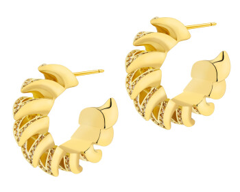 Gold-Plated Brass, Gold-Plated Silver Earrings with Cubic Zirconia