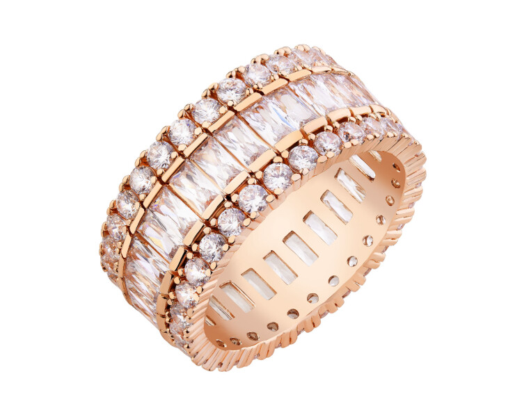 Pozlacený prsten z mosazi se zirkony