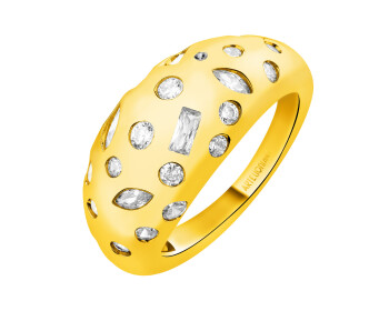 Gold-Plated Brass Ring with Cubic Zirconia