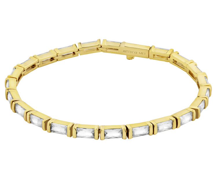 Pozlacený náramek z mosazi se zirkony