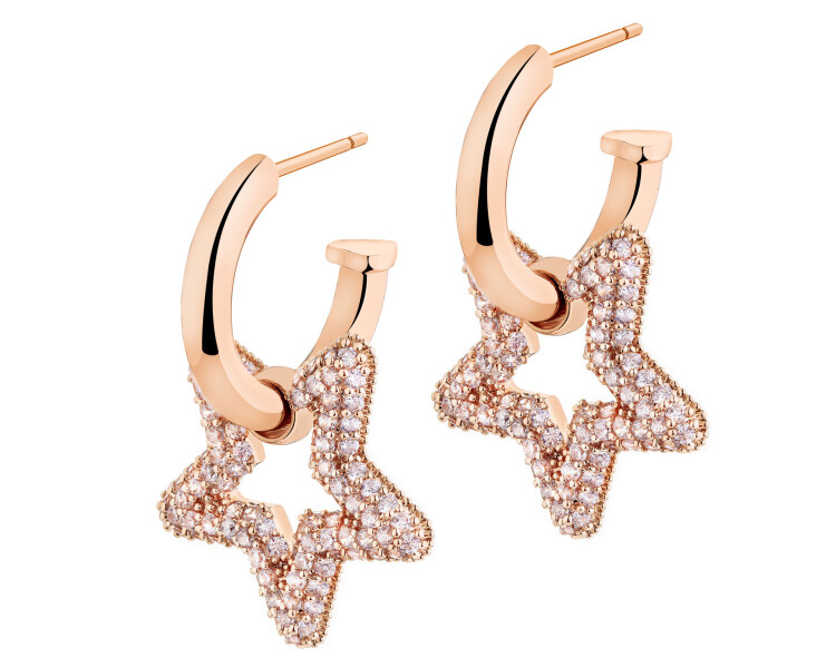 Pozlacené náušnice z mosazi se zirkony - hvězda