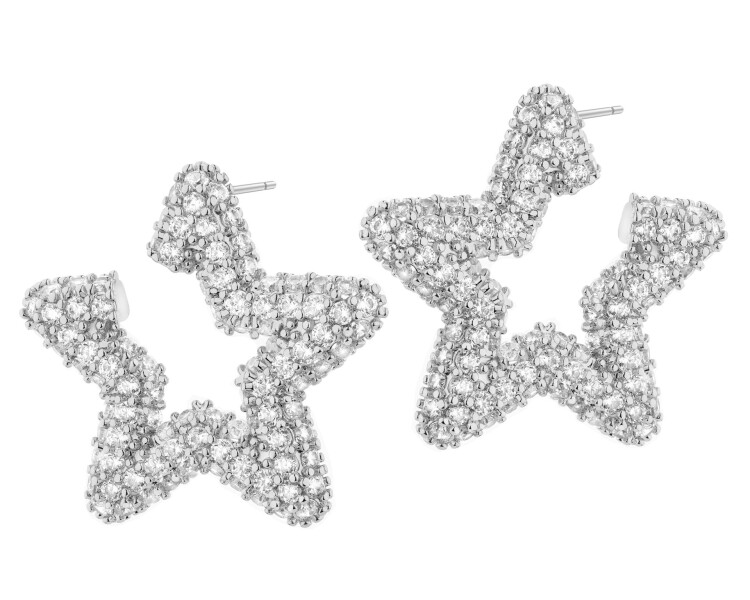 Rhodiované náušnice z mosazi se zirkony – hvězda