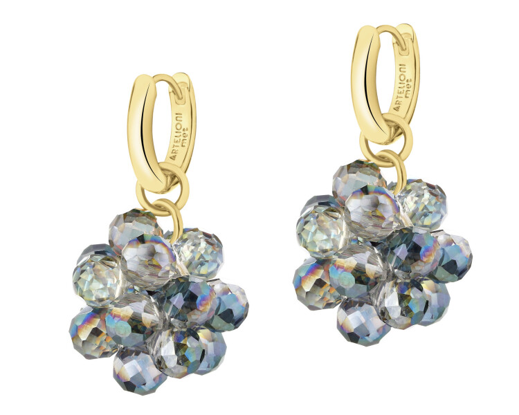 Gold-Plated Brass Earrings with Glass