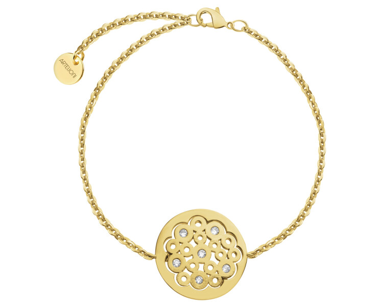 Gold-Plated Brass Bracelet with Cubic Zirconia