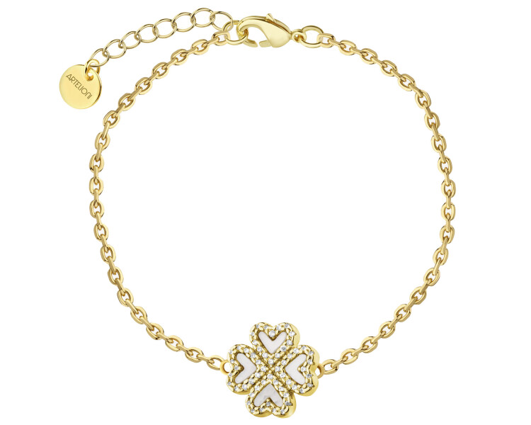 Gold-Plated Brass Bracelet with Mother Of Pearl