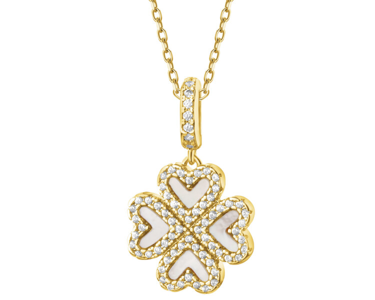 Gold-Plated Brass Necklace with Mother Of Pearl