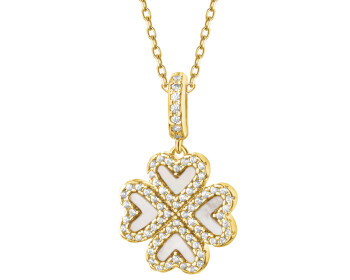 Gold-Plated Brass Necklace with Mother Of Pearl