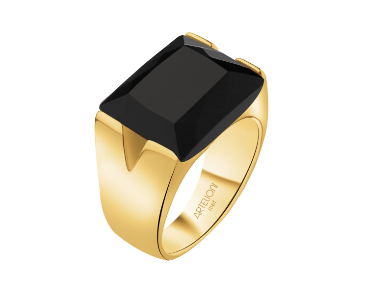 Gold-Plated Brass Ring with Agate