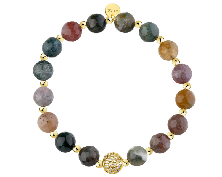 Gold-Plated Brass Bracelet with Agate